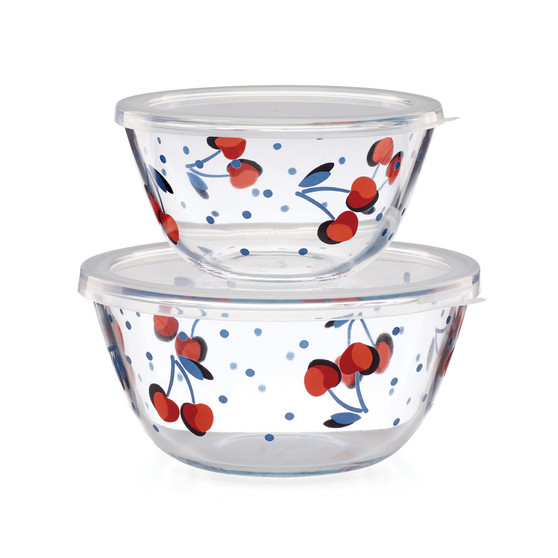 new york Vintage Cherry Dot Round Serve and Store, S/2
