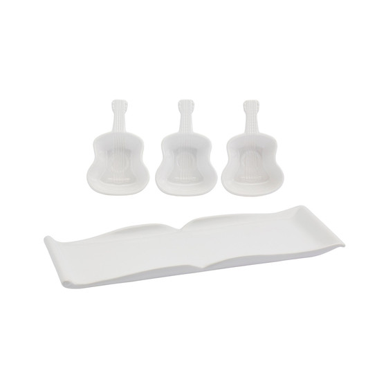 4 Piece  Ceramic Guitar Condiment Set