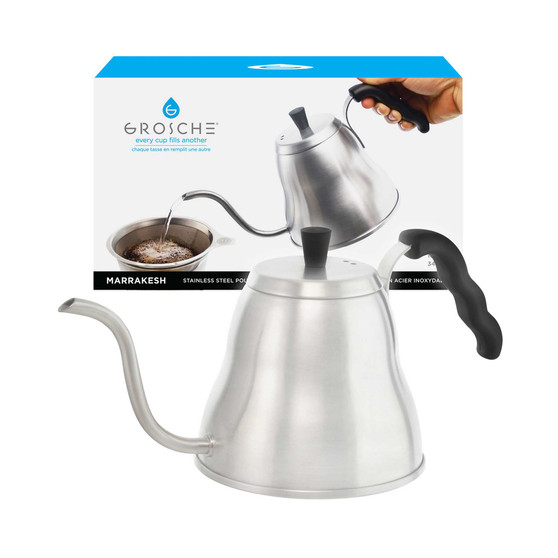 Marrakesh Stainless Steel Gooseneck Pour Over Dripper Kettle , 34 fl oz Capacity
