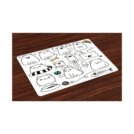 Cartoon Place Mats, Set of 4