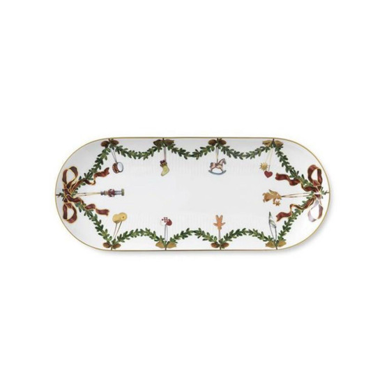 Star Fluted Christmas Oblong Dish, 15.5" L