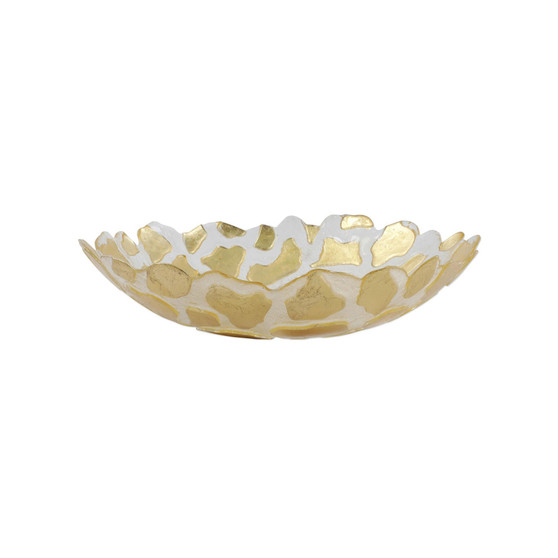 Rufolo Glass Gold Giraffe Medium Shallow Bowl