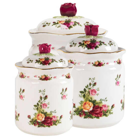 "Old Country Roses" Canisters, Set of 3