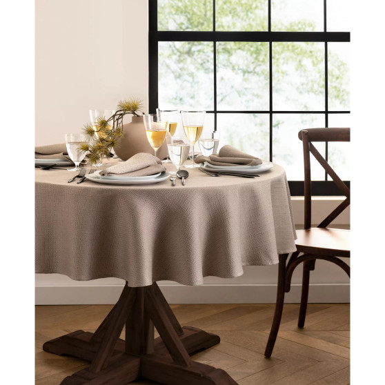 Laurel Solid Texture Water and Stain Resistant Tablecloth, 60" x 84" Oval