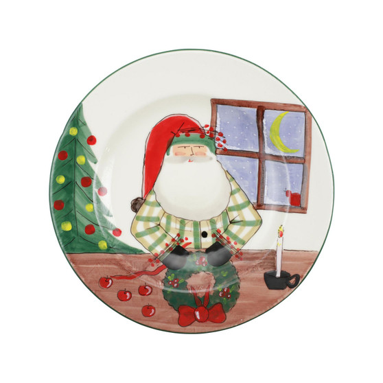 Old St. Nick Rimmed Round Platter w/ Wreath