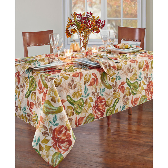 Gourd Gathering Fall Printed Tablecloth, 60" x 144"