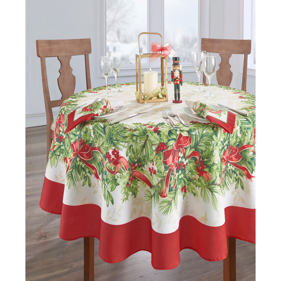 Holly Traditions Holiday Tablecloth - 70"