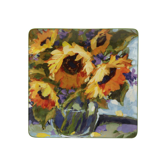 Sunflower Bouquet Square Platter 12.5"