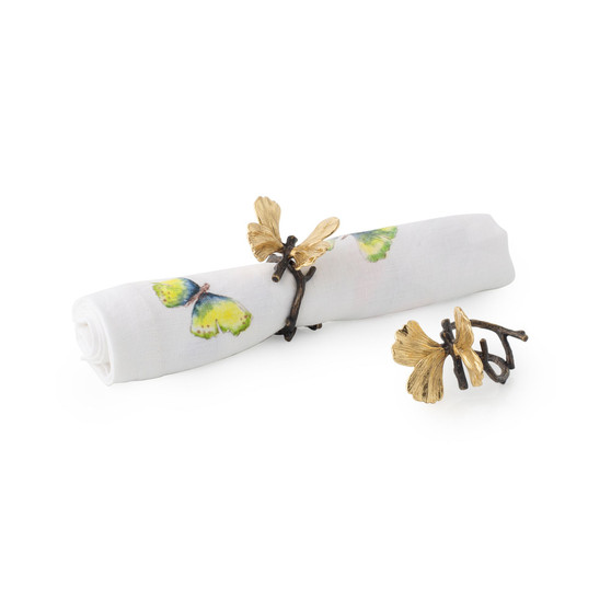Butterfly Ginkgo Napkin Ring Set, Set of 4
