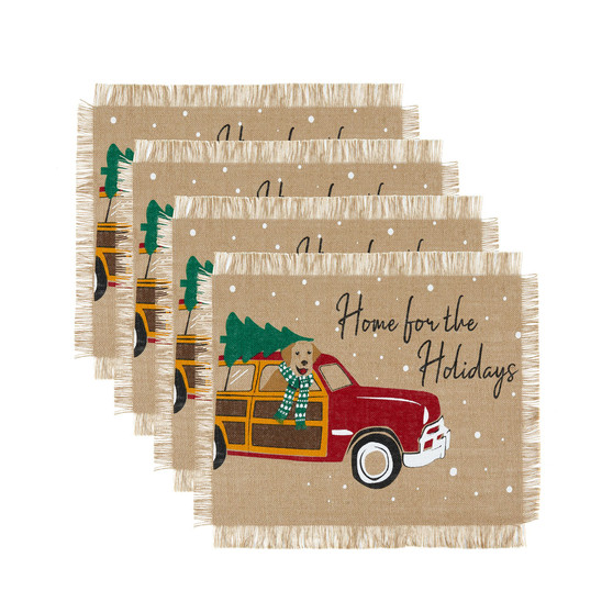 Home For the Holidays Burlap Placemat, Set of 4