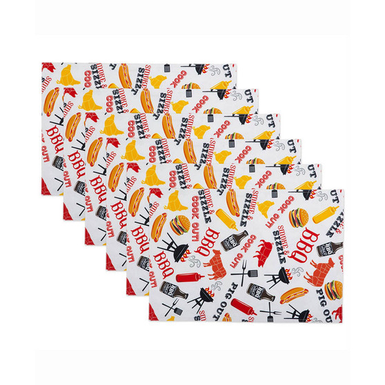 BBQ Fun Print Outdoor  Placemat Set of 6