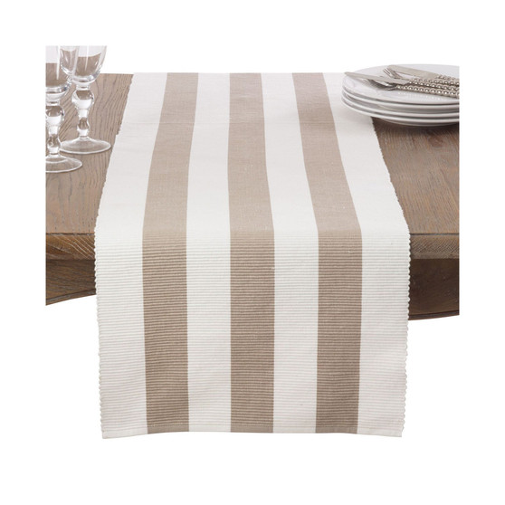 Classic Stripe Design Ribbed Cotton Table Runner