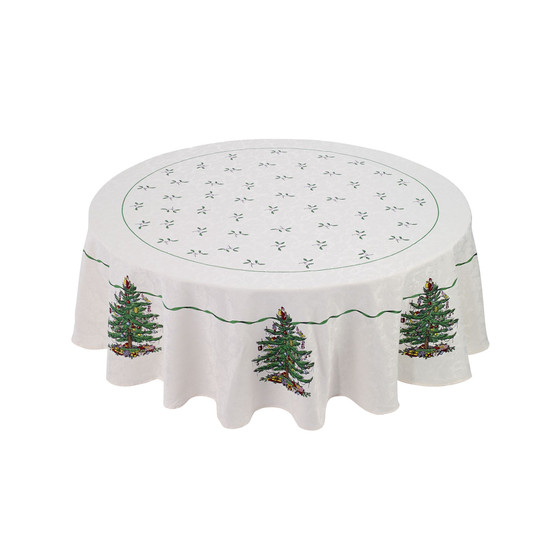 Christmas Tree Ivory 70" Round Tablecloth