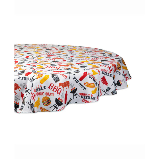 BBQ Fun Print Outdoor Table cloth with Zipper 60" Round