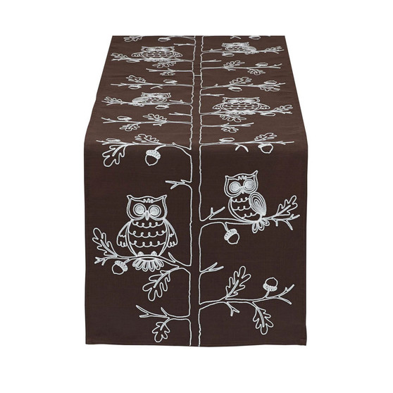 Table Runner Embroidered Owls