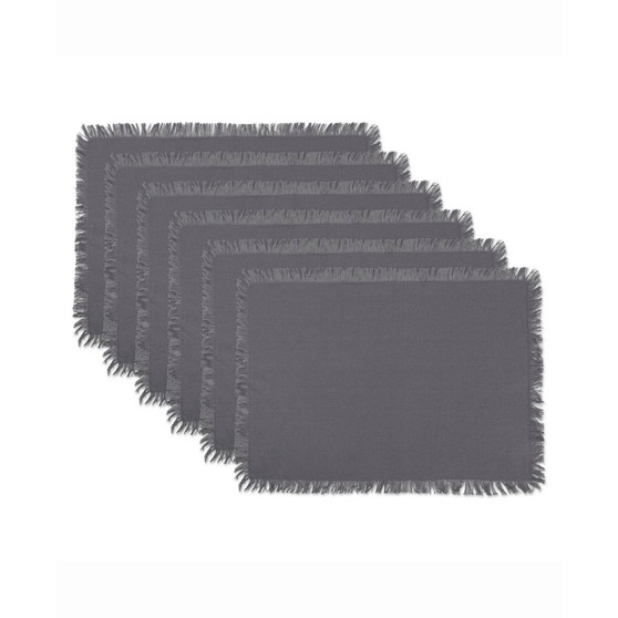 Solid Gray Heavyweight Fringed Placemat Set of 6