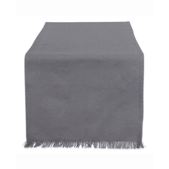 Solid Gray Heavyweight Fringed Table Runner 14" X 72"