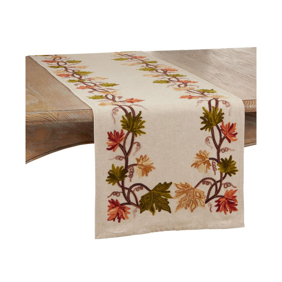 Embroidered Fall Leaf Runner