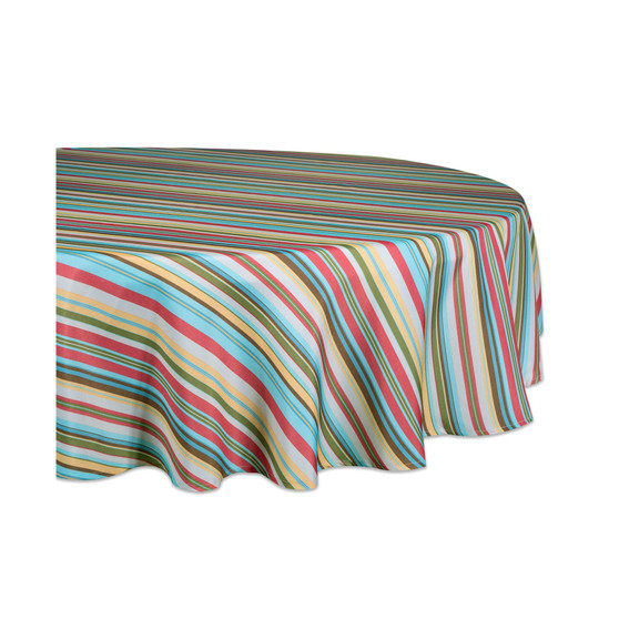 Summer Stripe Outdoor Tablecloth with Zipper 60" Round