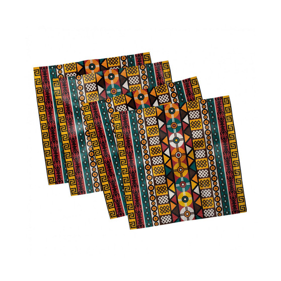 Kente Pattern Set of 4 Napkins, 12" x 12"