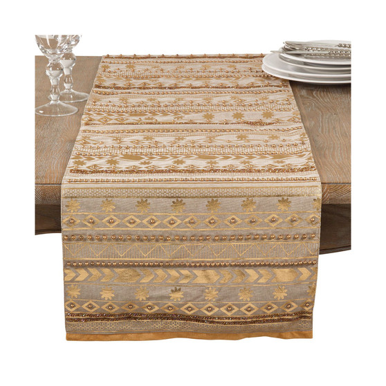 Beaded Aztec Cotton Table Runner