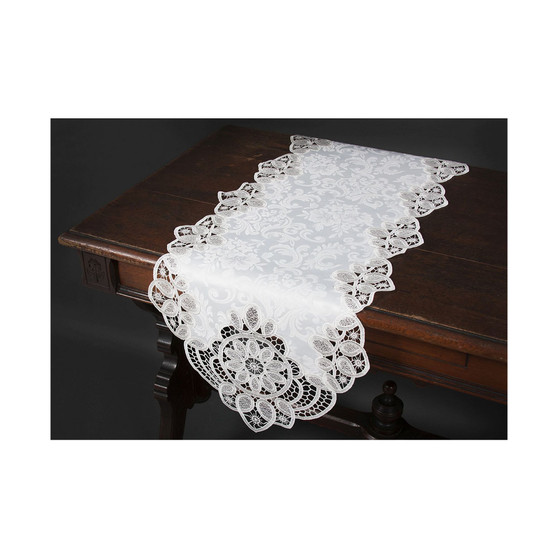 Antebella Lace Embroidered Cutwork Table Runner, 15" x 70"