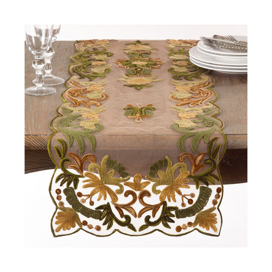 Embroidered Flourishes Table Runner
