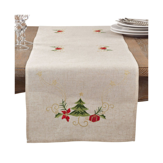 Embroidered Christmas Tree Table Runner
