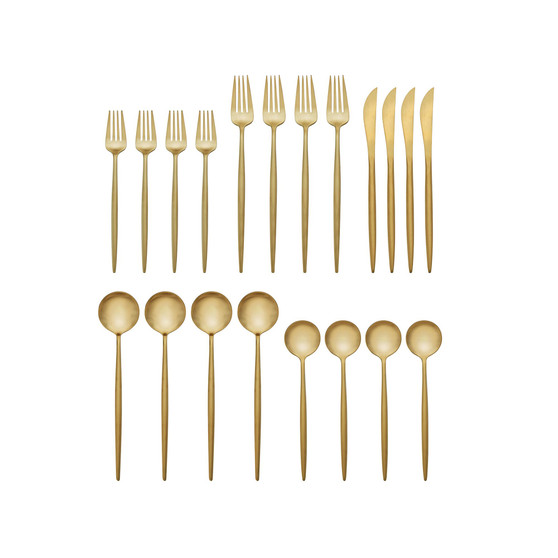 Skandia Zephyr Satin Gold 20-PC Flatware Set, Service for 4