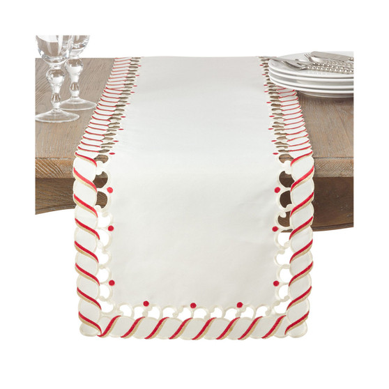 Candy Cane Design Christmas Holiday Table Runner