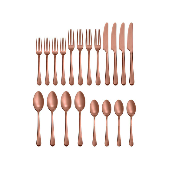 Mirabella Satin Copper Titanium 18/0 Stainless Steel 20 Piece Set, Service for 4