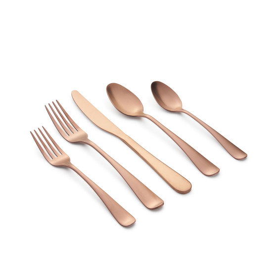 Rhiannon Copper Satin 20-Piece Flatware Set, Service for 4