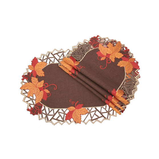 Harvest Hues Embroidered Cutwork Fall Placemats - Set of 4