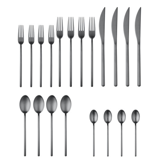 Due Ice Oro Nero Flatware Set, 20 Piece