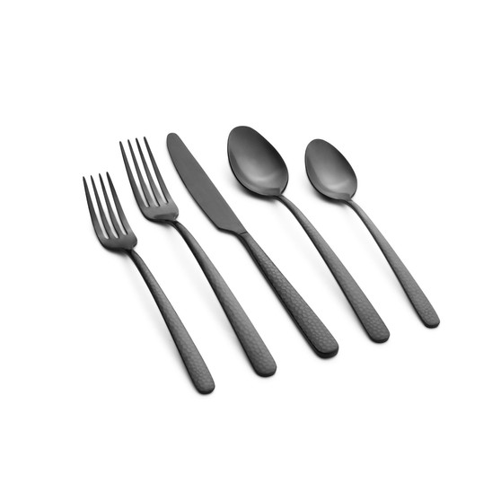 Conga Black Satin 20-Piece Flatware Set, Service for 4
