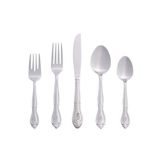 Riverridge Rose 46 Piece Monogrammed Flatware Set - C, Service for 8