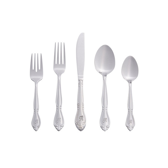 Riverridge Rose 46 Piece Monogrammed Flatware Set - R, Service for 8