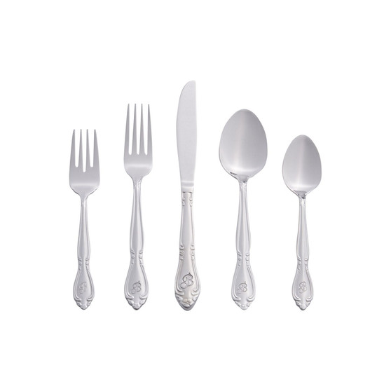 Riverridge Rose 46 Piece Monogrammed Flatware Set - B, Service for 8