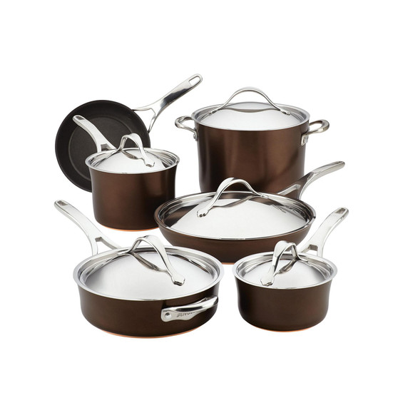 Nouvelle Copper Luxe Sable Hard-Anodized Non-Stick Cookware Set, 11 Piece
