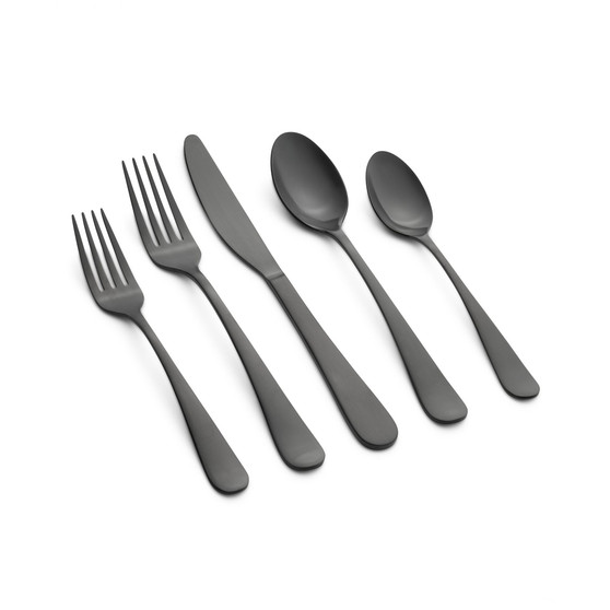 Rhiannon Black Satin 20-Piece Flatware Set, Service for 4