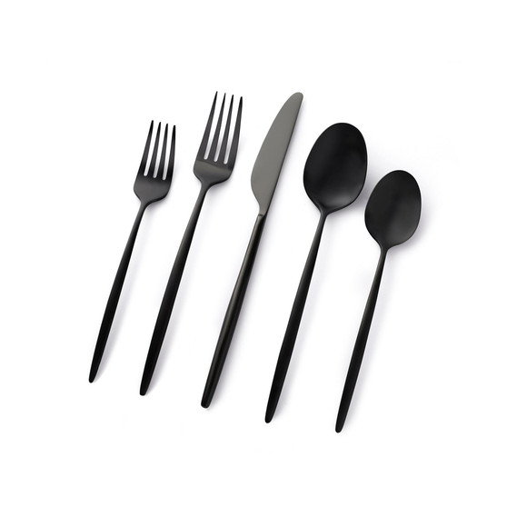 Gaze Black Satin 20-Piece Flatware Set, Service for 4