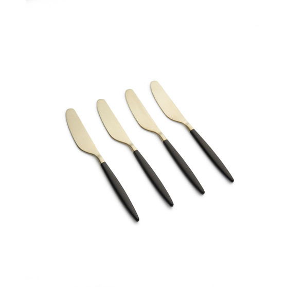 Gaze Two Tone Black-Gold Satin Spreaders Set, 4 Piece