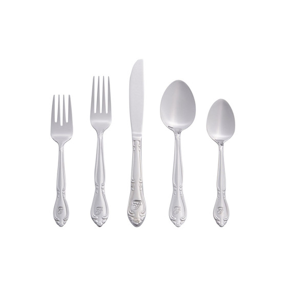 Riverridge Rose 46 Piece Monogrammed Flatware Set - F, Service for 8