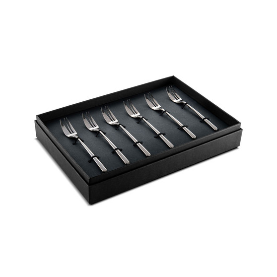 Due Ice Oro Nero Gift Boxed Cake Forks Flatware Set, 6 Piece