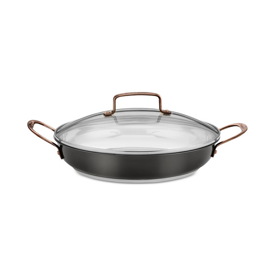 Onyx Black & Rose Gold Stainless Steel 12" Everyday Pan & Lid