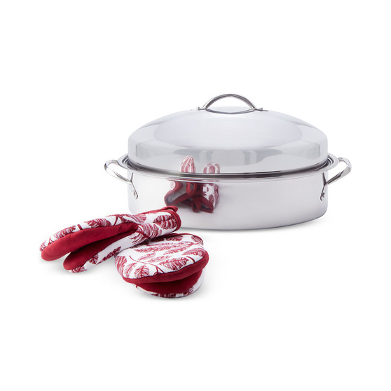 Stainless Steel 8-Qt Covered Oval Roaster with Rack, Created for Macy's