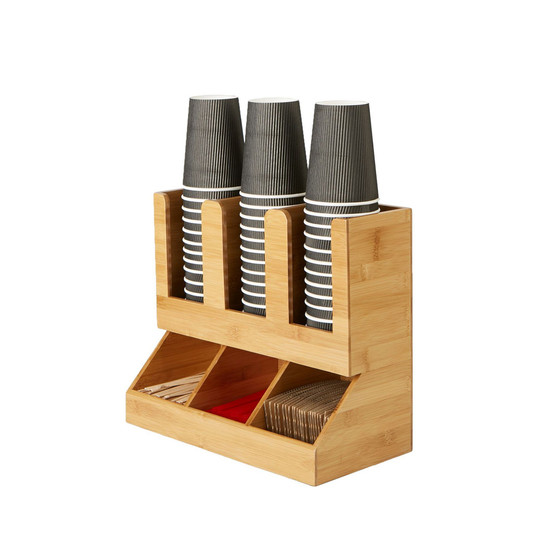 6 Compartment Upright Coffee Condiment and Cup Storage Organizer