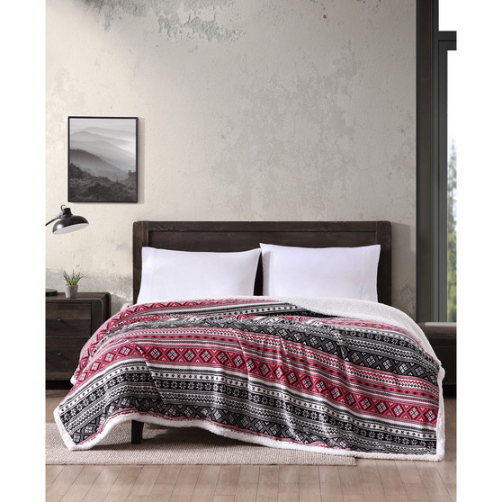 Classic Fair Isle Black Ultra Soft Plush Fleece Reversible Blanket, Twin