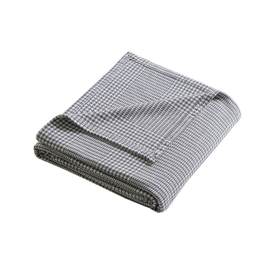 CLOSEOUT! Houndstooth Stripe Dobby Cotton Twin Blanket