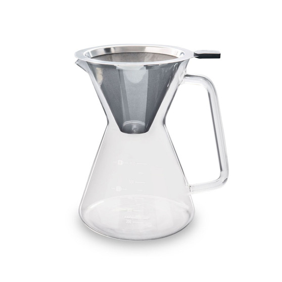 Glass Pour Over Carafe with Reusable Filter, 600ml